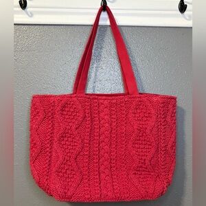 Panache Apparel Red Knit Tote Bag